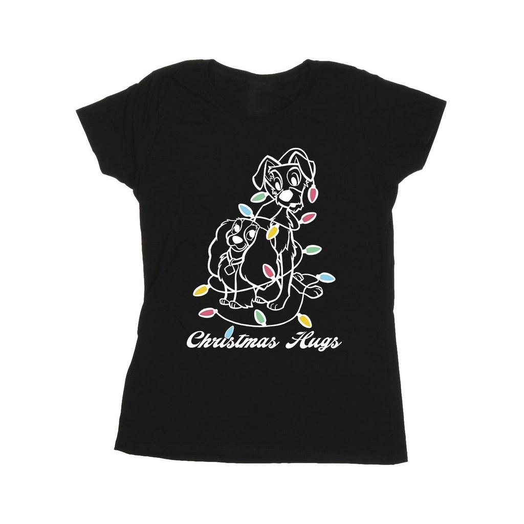 Disney Womens/Ladies Lady And The Tramp Christmas Hugs Cotton T-Shirt