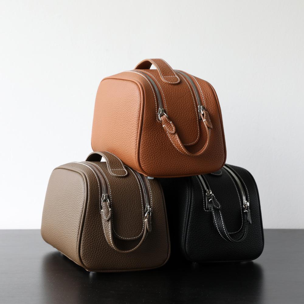 Новая косметичка из коровьей кожи первого слоя, женская портативная дорожная туалетная сумка, продвинутая косметичка в стиле инс