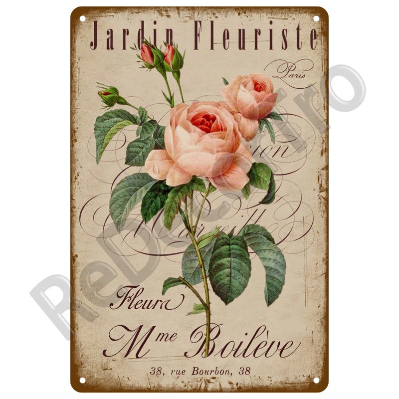 Vintage Metal Plaque Plates Decor Garden Flower Rules Metal Sign For Pub Bar Home Wall Decor Art Tin Signs Flower Poster Gift