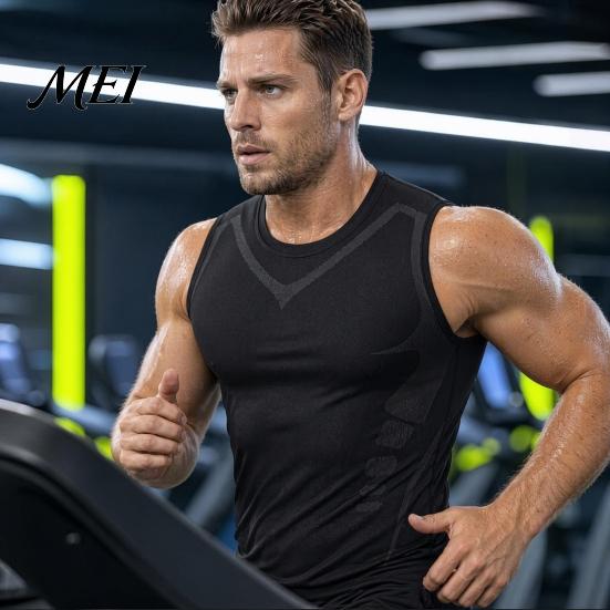 Calorie Burning Compression Vest Men's Tank Top, High Stretch Quick Dry Athletic for Basketball Core Tightening Workout Running, Posture Corrector