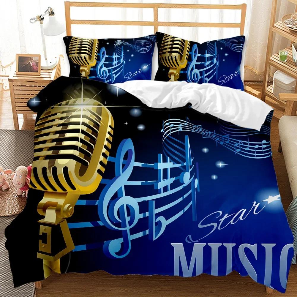 Комплект постельного белья с музыкой, музыкальным инструментом с клавишным инструментом G-Clef, ритмический дизайн, размер Queen, King, Twin, полный размер, комплект постельного белья из полиэстера