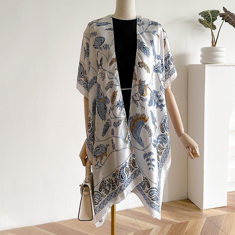 Spring And Summer Lijing Forging Sunscreen Silk Scarf Cape Split Shawl Femininity High-End Scarf Outer Wear