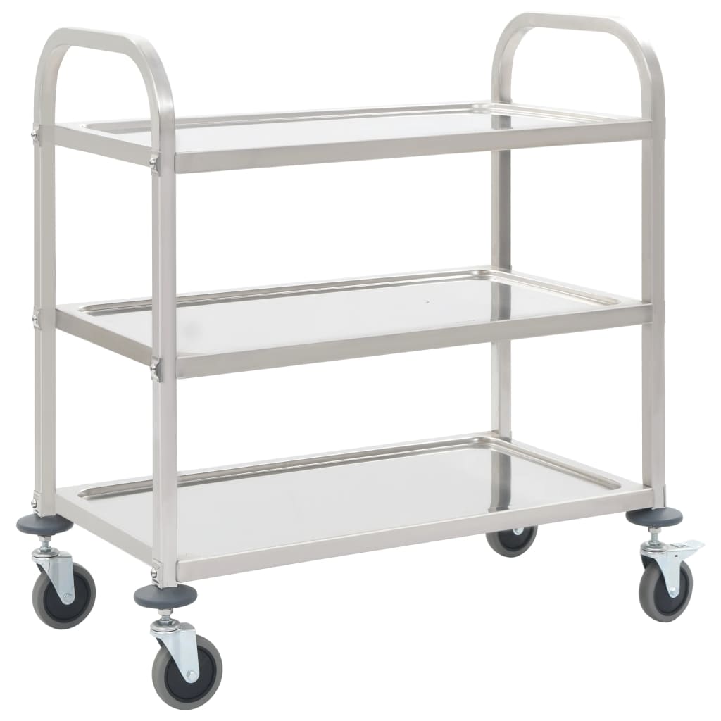 3 Tier Serving Trolley 96.5 x 55 x 90 cm Stainless Steel
