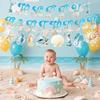 Ocean Beach Birthday Party Decorations Summer Beach Birthday Banner with 13pcs Nautical Seashell Seahorse Hanging Swirls for Coastal Beach Pool Party