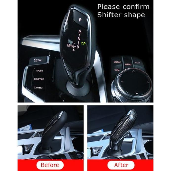 Black Carbon Fiber Pattern Shift Knob Cover For BMW Gxx 3 4 5 7 Series X5 X6 X7