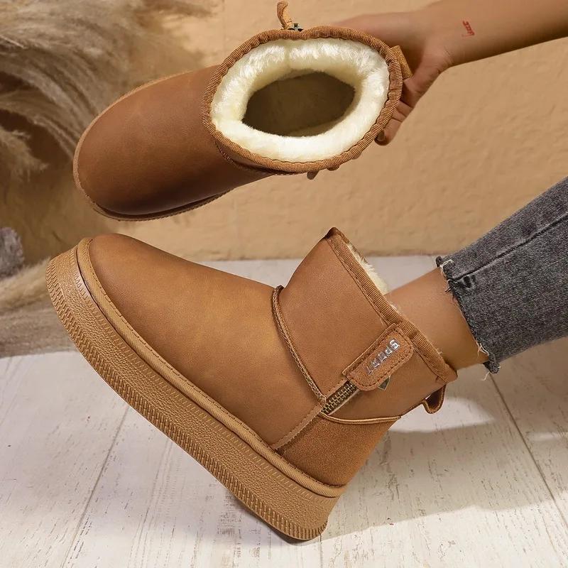 Winter New Women's Plush Warm Walking Snow Boots 2024 Hot Sale New Suede Design Classic Thick Sole Casual Slip-on Ankle Boots