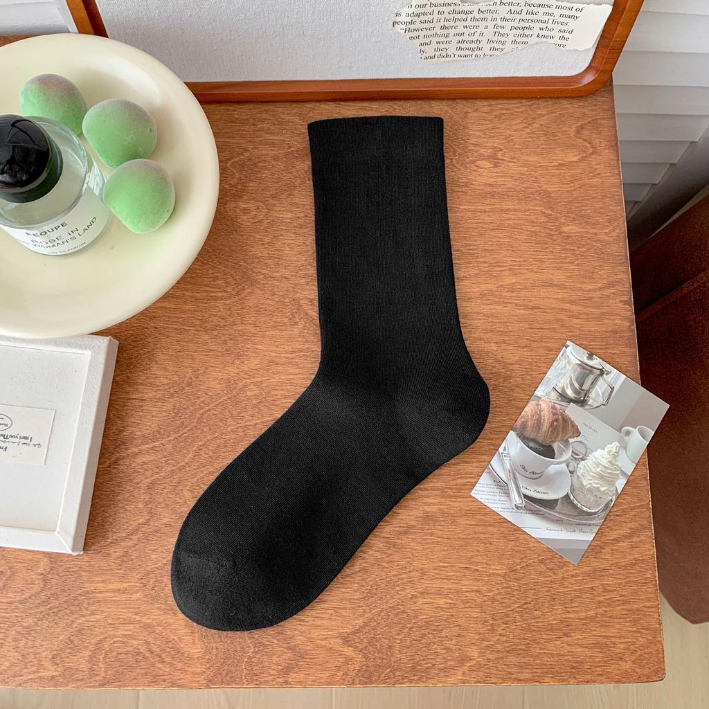 1/5/10 Pairs of Women's Mid-tube Socks Solid Color Casual Socks Cotton Socks