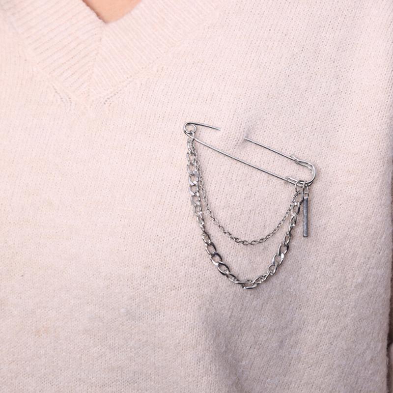 1Pc Unisex Classic Chain Pin Brooches Bf Punk Hip Hop Jewelry Gifts