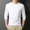 Осенняя новая двусторонняя мерсеризованная футболка с длинными рукавами, мужская свободная и универсальная мужская рубашка с круглым вырезом, белая нижняя рубашка, топ