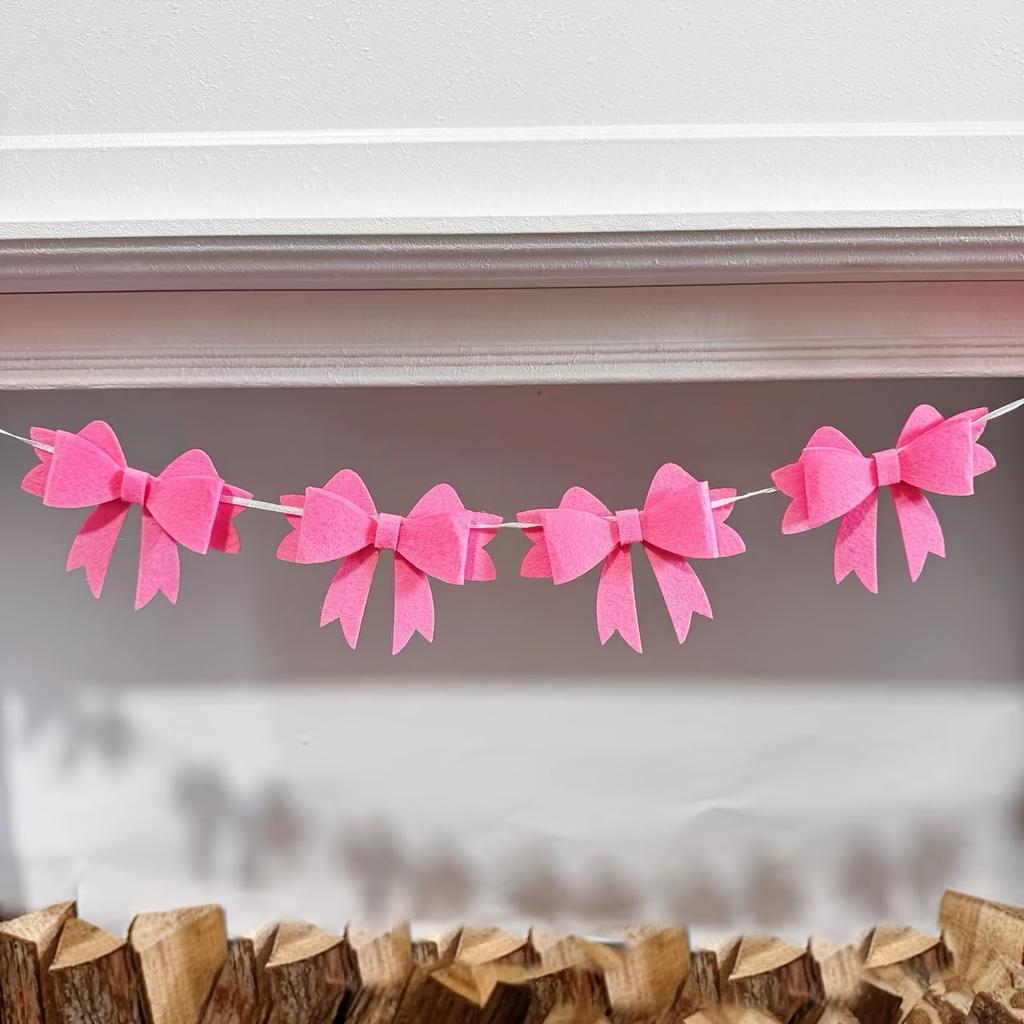 Потрясающий 3D розовый набор гирлянд с бантами для украшения на Рождество, свадьбу и день рождения