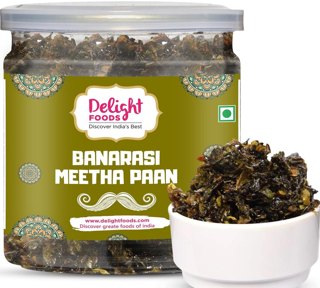 Delight Foods Банараси Митха Пан Мукхвас | Освежитель полости рта и пищеварение, Закуска после еды | Без супари | Сладкая смесь пана и освежающая (Упаковка из 300 штук