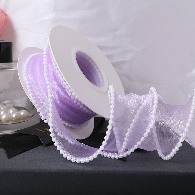 5 Yards Wrapping Ribbon DIY Mesh Gauze 4cm Fish Tail Yarn Solid Color Silk Pearl Edge Flower Bouquet Packaging