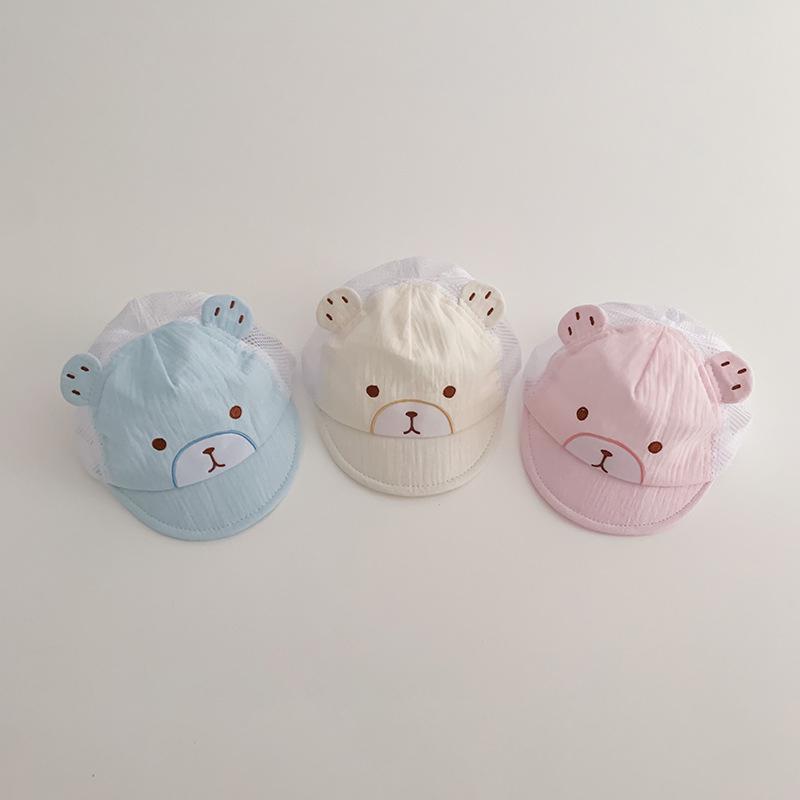 Кепка с мультяшным медведем для детей от 0 до 6 месяцев, кепка с утиным язычком, мягкая хлопковая детская бейсболка с короткими полями, симпатичные солнцезащитные козырьки для мальчиков и девочек