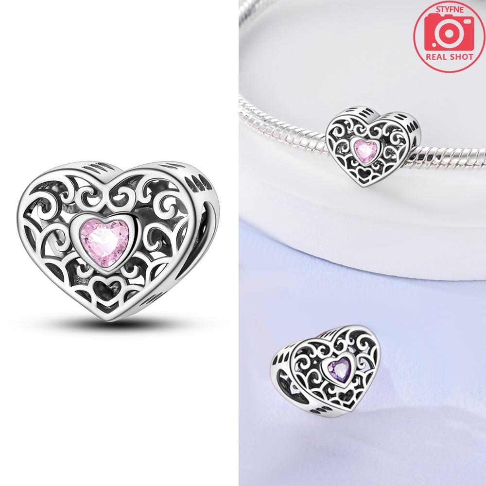 Heart Zircon Charm Bead Charms Authentic Classic copper Plated Lotus Angel Bead Charms Compatible With Bracelets Women Do It Yourself Jewellery Fine G