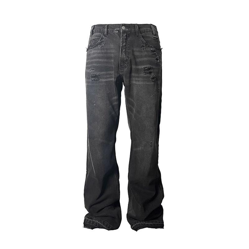 Men's Summer Washed Jeans: High Street Style, Loose, Straight, Casual with Distressed Details