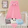 Детское банное полотенце, декор с вышивкой в ​​виде животных, мягкая микрофибра, хорошо впитывающее пеленание для новорожденных, впитывающая пот накидка, накидка для сушки тела