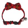 Cats Cute Bowknot Collars Plaid Tie Soft Cloth Bowtie with Bell Pets Decoration SuppliesRed