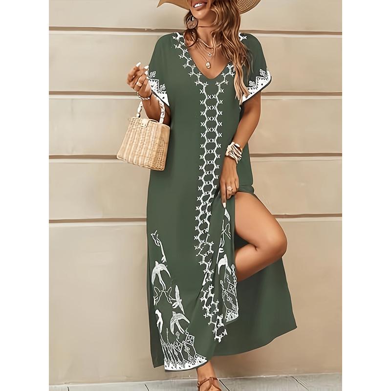 2025 Ethnic Beach Vacation Short-Sleeve Arabic Robe Dress