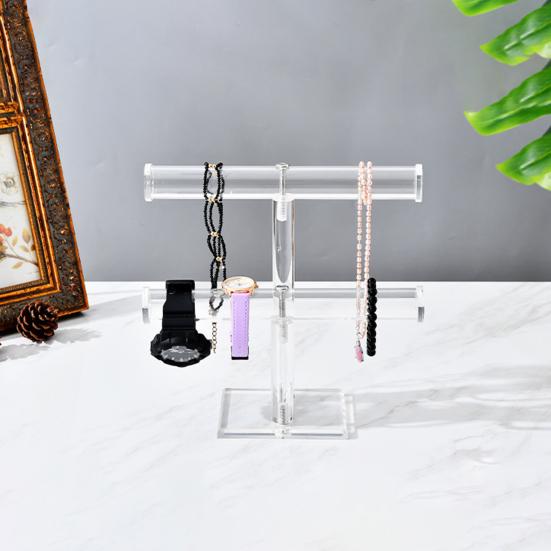 Подставка для ювелирных изделий, устойчивое основание, многоуровневая, экономящая место, организованное хранение ювелирных изделий, акриловая повязка для волос, часы, ожерелье, Т-образная стойка для демонстрации ювелирных изделий