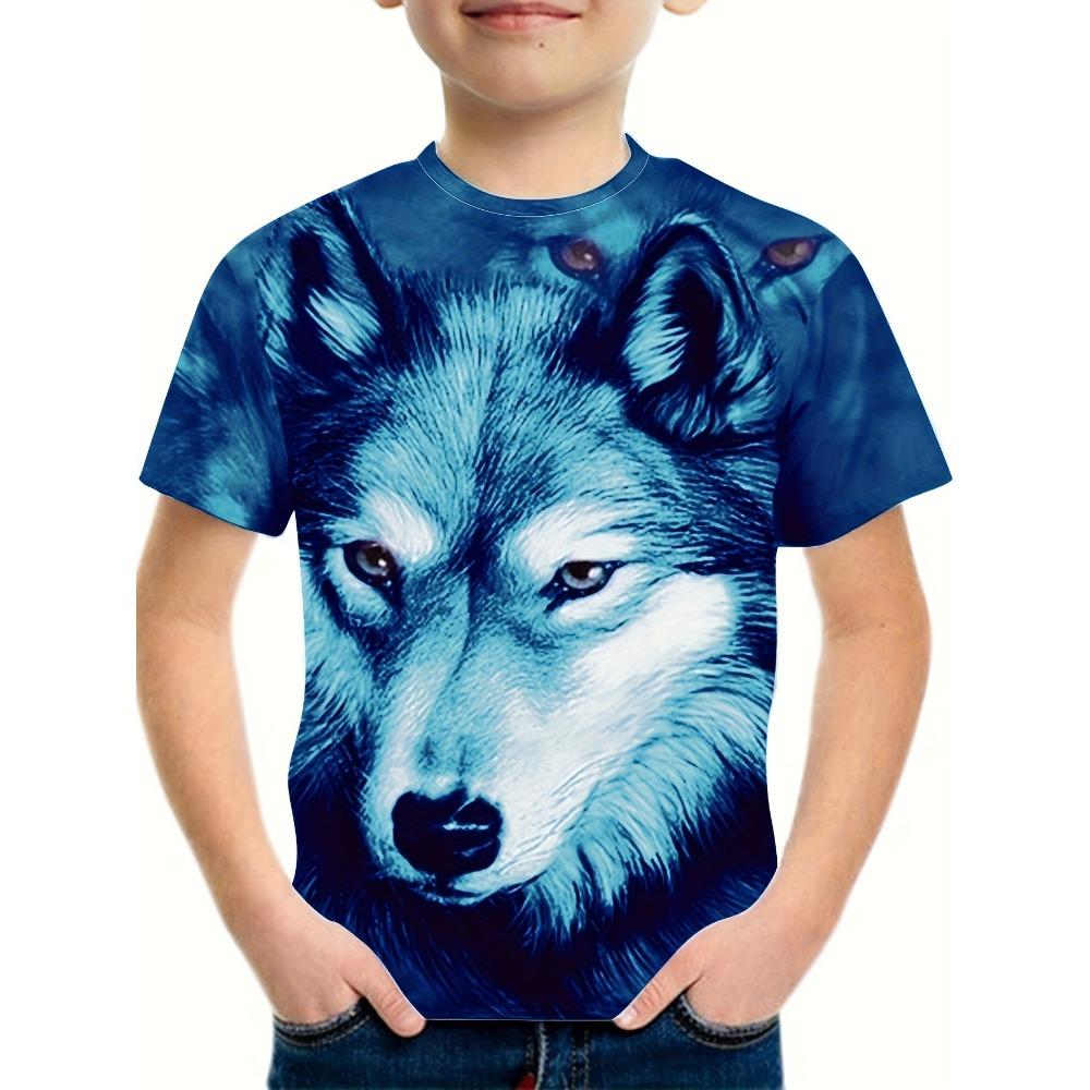 Детская футболка с принтом волка 3D Футболка для мальчика Повседневный свитер с коротким рукавом Дышащая удобная футболка для мальчика Летний топ Camiseta