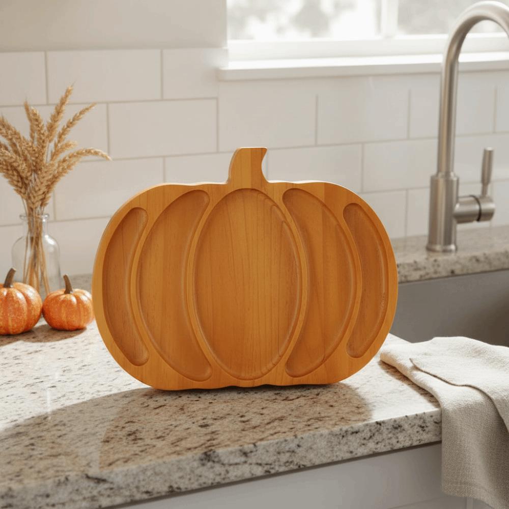 with Compartment Halloween Pumpkin Snack Tray 5 Grid Charcuterie Board Tea Table