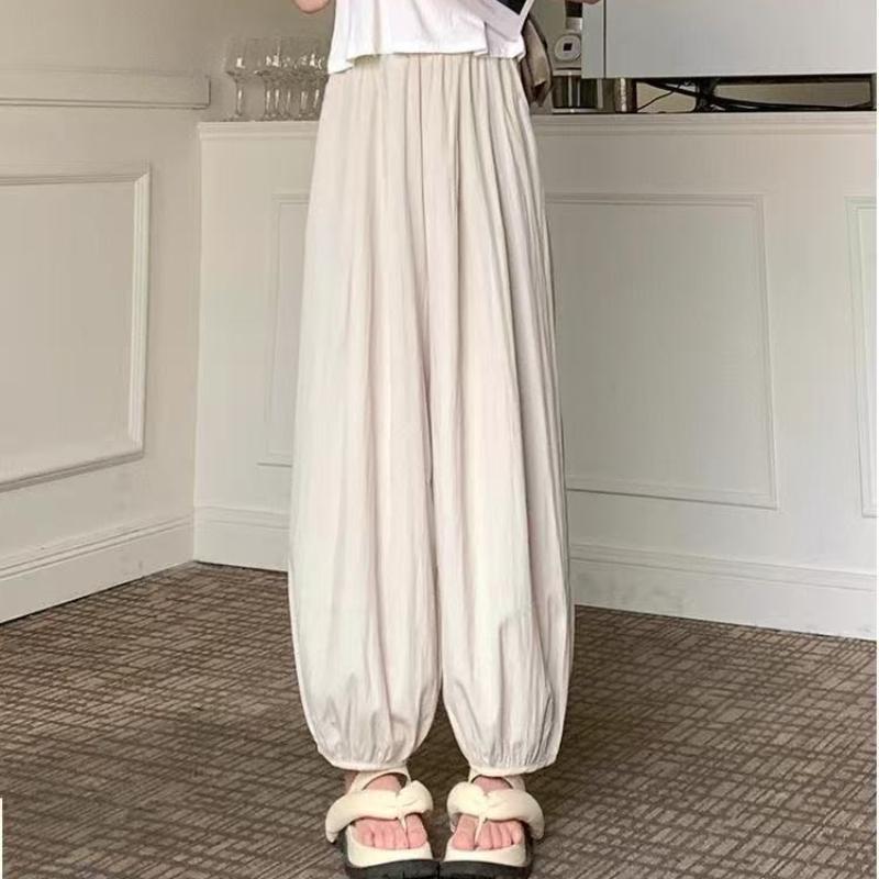 Japanese Style Lantern Pants Women's Spring Summer Thin Ice Silk Pants Loose Slimming Nine - Tenths Harem Pants Pleated Sport Pants