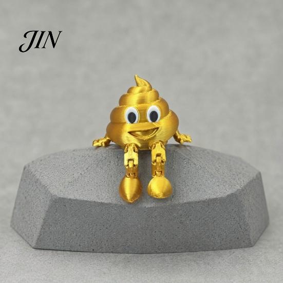 Funny Poop Gift for Friend 3D Printed Figurines with Articulated Legs, Cute Desk Shelf Sitter Weird Gag Statue Statues, Movable Joints Fidgety