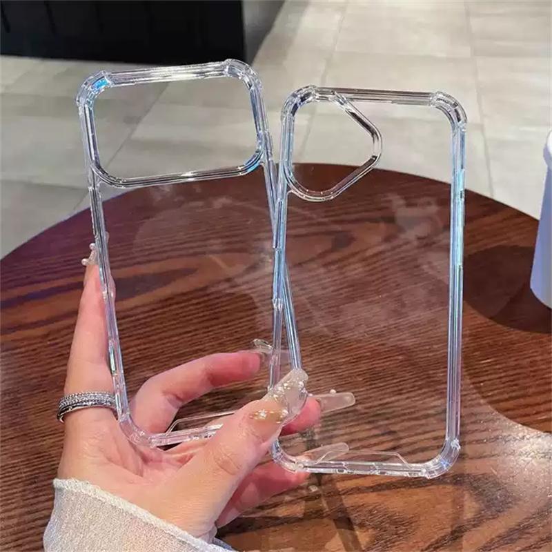 Роскошный прозрачный акриловый противоударный чехол для iPhone 17 Air 16 15 14 13 12 11 Pro Max XR XS 7 8 Plus с мягким TPU бампером и жесткой задней крышкой
