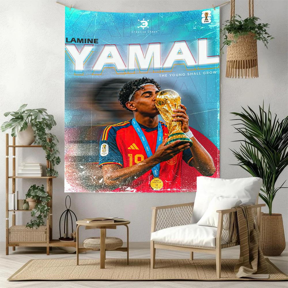 Lamine Yamal Wall Decor Tapestry Art For Pet Memorial Birthdaywedding Party Backdrop Family Gift