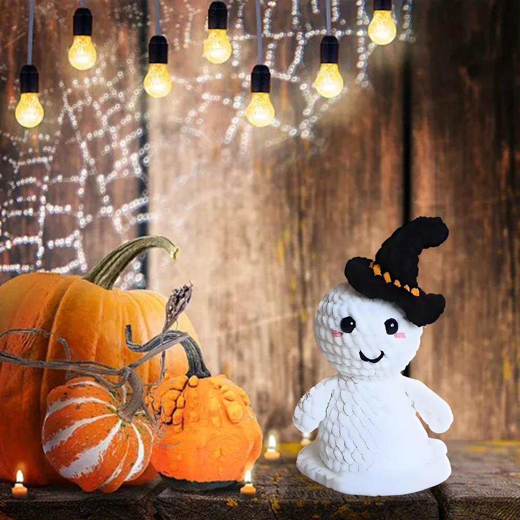 Призрак плюшевая игрушка шляпа ведьмы ручной работы вязаная крючком кукла украшение украшение смешная кукла на Хэллоуин милый призрак настольное украшение