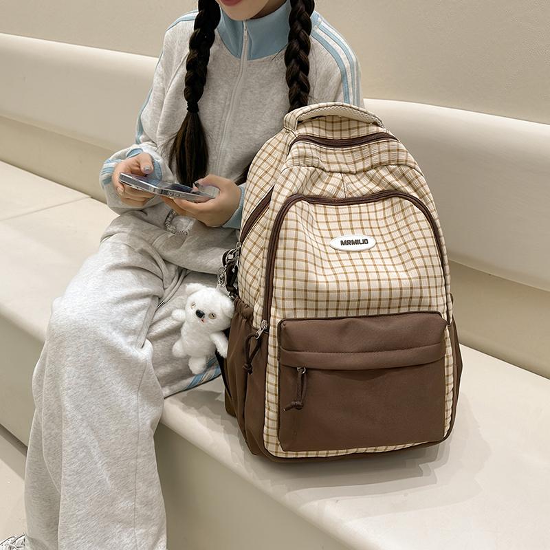 Женский легкий рюкзак большой емкости клетчатый рюкзак для школьников