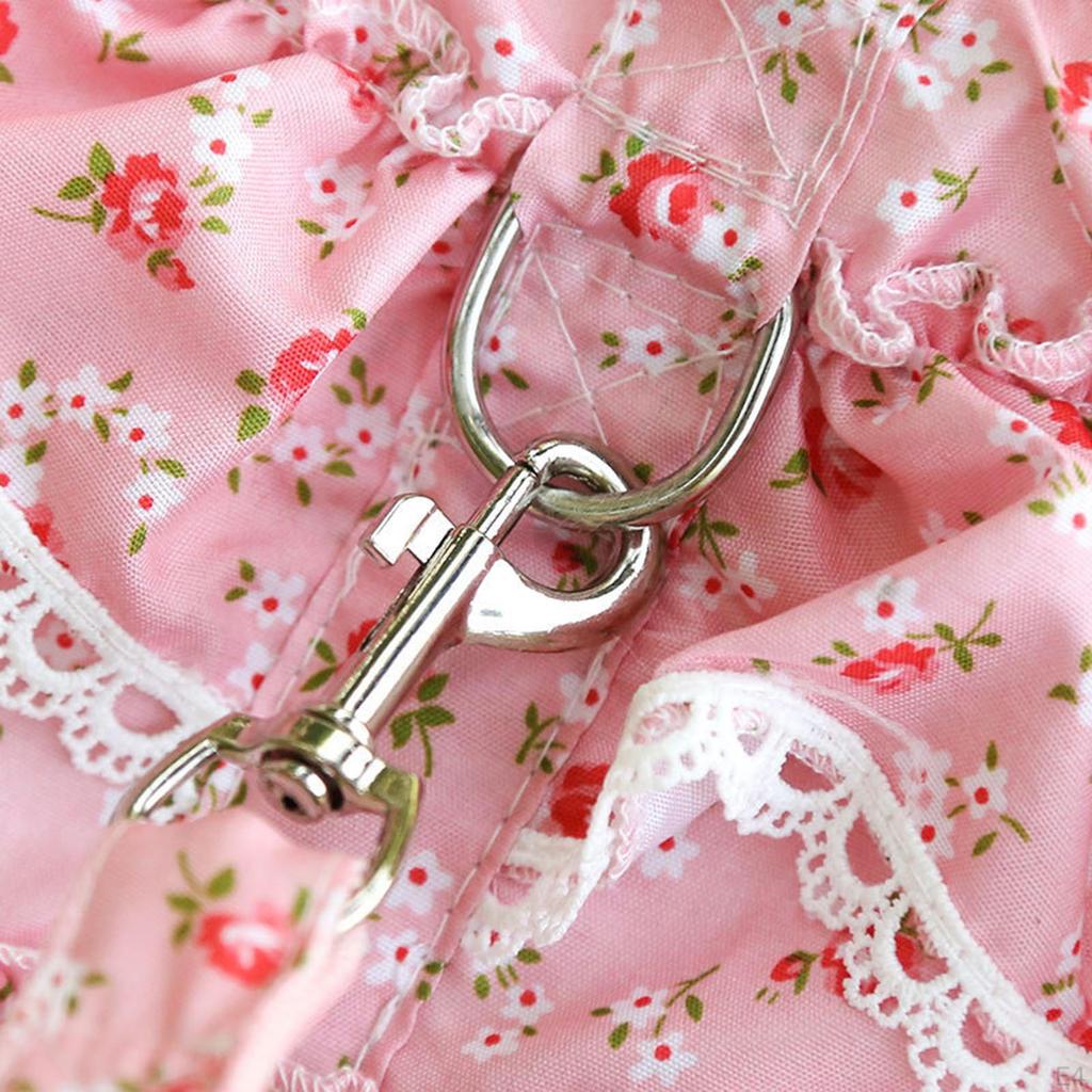 Платье-шлейка для собак с поводком для мелких домашних животных, цветочный дизайн, одежда для домашних животных