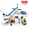463Pcs City Airport Airbus Aircraft Airplane Plane Brinquedos Avion Model Building Blocks Bricks Educational Toys for Children