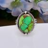 Copper Green Turquoise 925 Sterling Silver Ring V5079, Green Ring, Oval Ring, Valentin's Day Gift, Gift For Her, Birthday Gift, Handmade Jewelry, Silv
