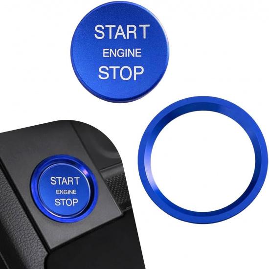 2 PCS Car Engine Start Button Covers, Push Start Button Cover Stickers, Aluminum Car Ignition Cap Surrounding Trim Ring, Universal for Most Cars