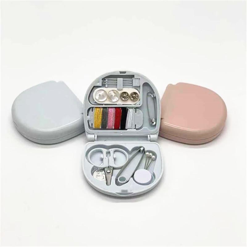 Портативный дорожный мини-набор для шитья, пуговицы, булавки, коробки для хранения, швейные инструменты ручной работы, ножницы, напёрсток, игла, нитки, набор в коробке