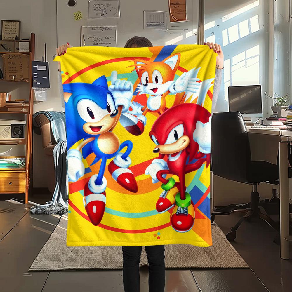 Team Sonic Flannel Blanket, High quality Comfortable for All Seasons, Home Decor, Warmth and Comfort