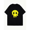 Oversized T Shirt Black Yellow Skull Print With Birds And Trees Graphic For Casual Streetwear Style