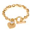 Ins Love Stainless Steel Bracelet OT Buckle Geometric Heart Pendant Jewelry for Women