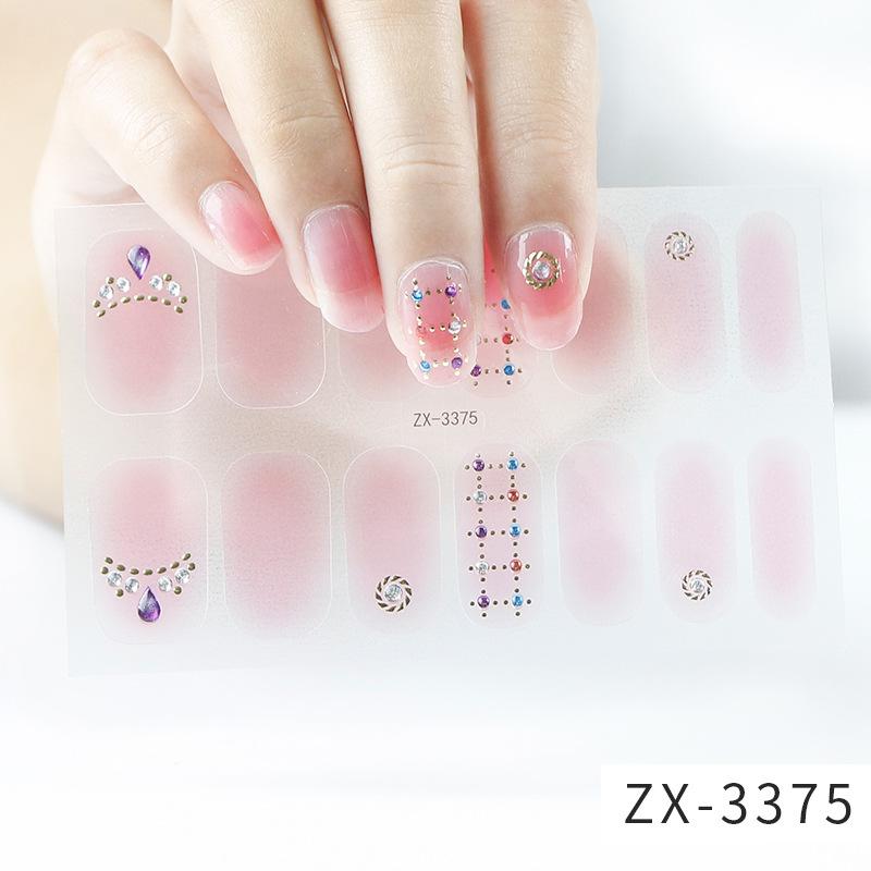 ZX 3D Waterproof No-Cure Gel Nail Wraps, Full Cover Japanese & Korean Style Spring & Summer Nail Stickers, Nail Patch Films