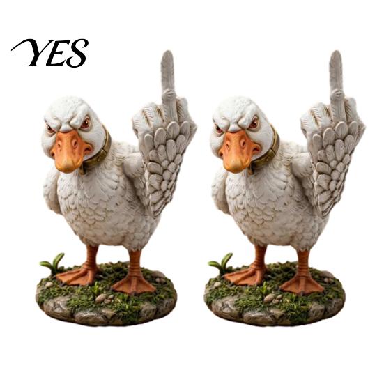 Middle Finger Duck Figurine Figurine, Angry Ornament, Resin Ornament Statue for Home Garden Office Desktop Decor Animal Ornaments