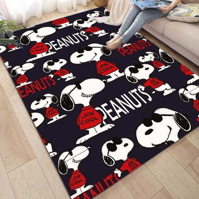 Non-slip area rug for living room with Snoopy cartoon design, soft rug for bedroom, children's playroom, sofa, home decor, doorm