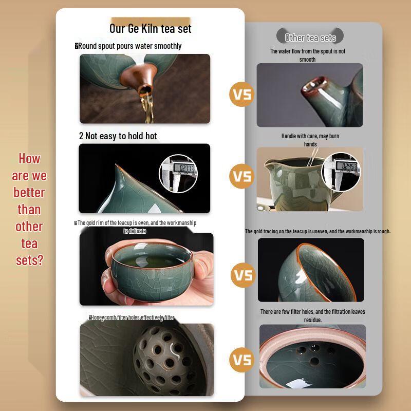 Jiakangming Ge Kiln Light Luxury Gongfu Tea Set