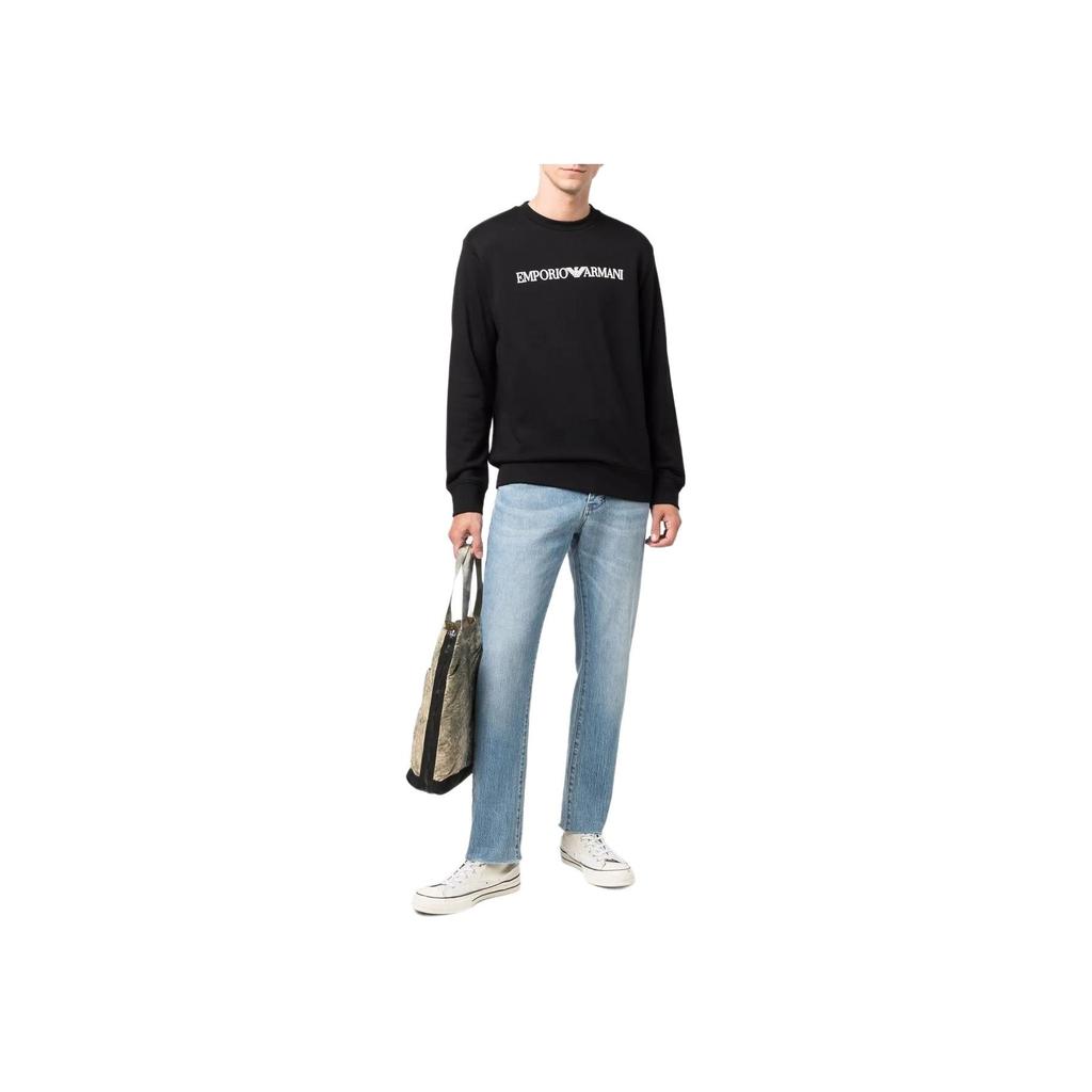 Emporio Armani Свитшот с принтом букв, круглым вырезом, длинным рукавом, мужской, черный, 3D1M70-1JHSZ-0057