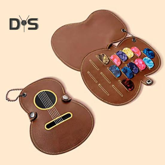 Чехол для медиатора из искусственной кожи в форме гитары, держатель для медиатора на 17 слотов, сумка для хранения медиаторов, подарки для любителей гитары