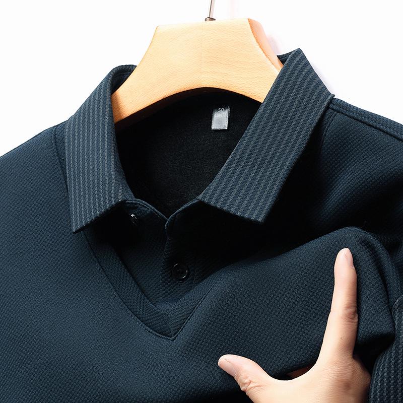 Мужская высококачественная поло с длинным рукавом в полоску, стиль business casual, для весны и осени
