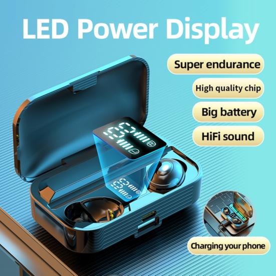 НОВЫЕ TWS Мини Bluetooth Наушники Стерео Звук Беспроводные Наушники Водонепроницаемая Спортивная Гарнитура Светодиодный Дисплей С Power Bank
