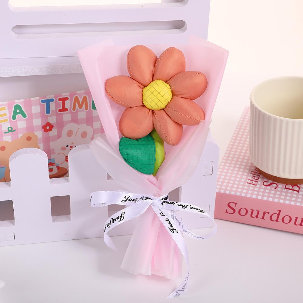 1 комплект из мультяшных цветов из ткани с семью лепестками, букет подсолнухов, праздничные подарки, один букет, подарки на день рождения, 5 цветов