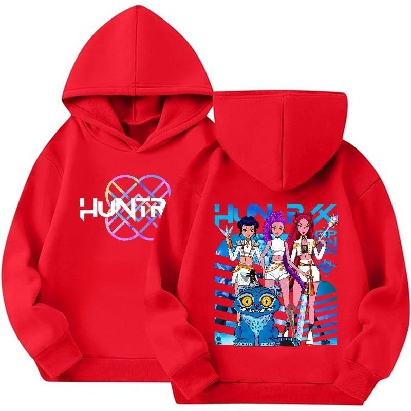 Girls Top Kpop Hunters Witch Hunt Pattern Children's Girls Hooded Hoodie