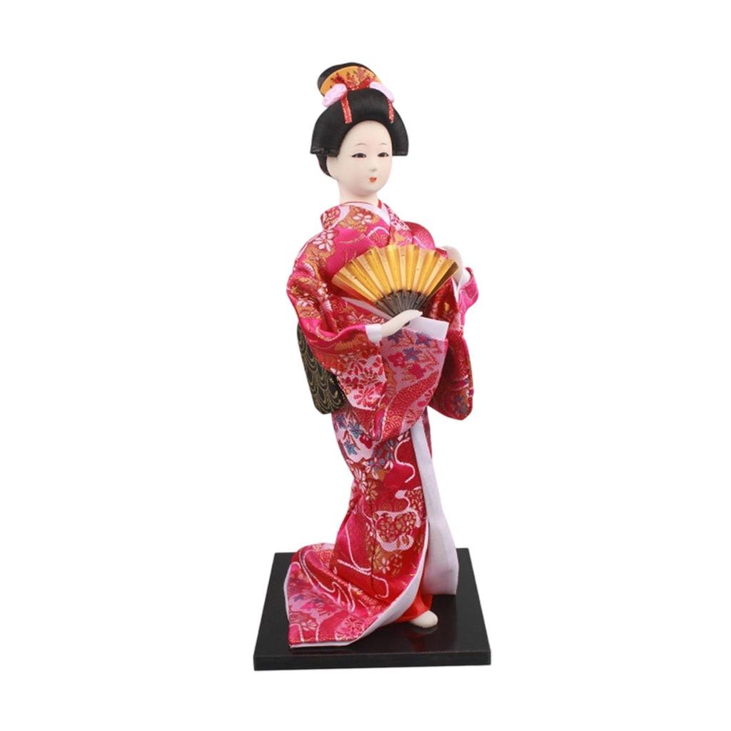 11.81inch Japanese Kimono Doll Desktop Ornament, Lady Figurine, Asian Geisha Figurine for Cabinet